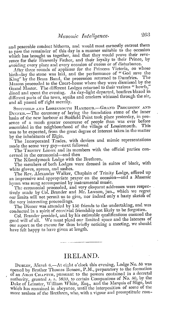 The Freemasons' Quarterly Review: 1837-06-30 - Ireland.