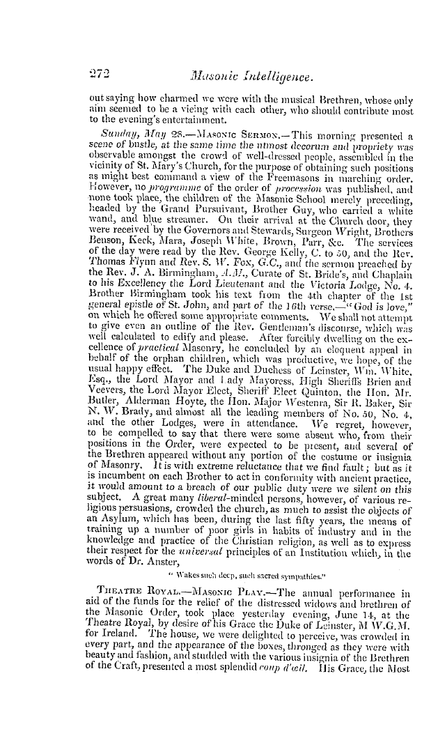 The Freemasons' Quarterly Review: 1837-06-30 - Ireland.