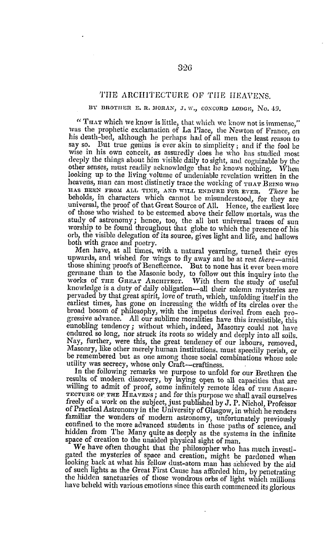 The Freemasons' Quarterly Review: 1837-09-30 - The Architecture Of The Heavens.