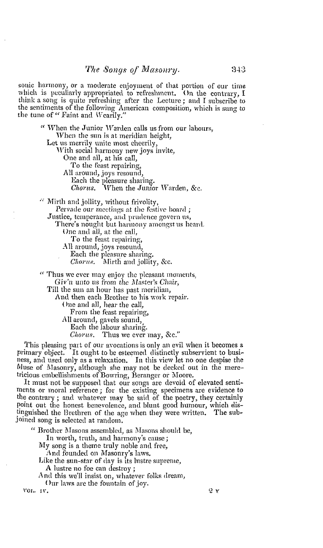 The Freemasons' Quarterly Review: 1837-09-30 - The Songs Of Masonry.