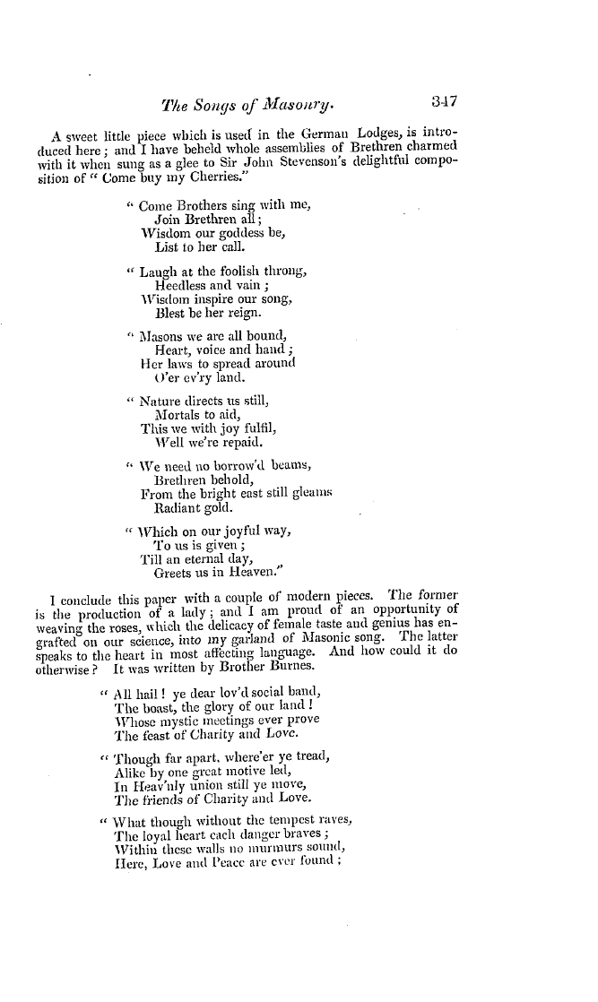 The Freemasons' Quarterly Review: 1837-09-30 - The Songs Of Masonry.