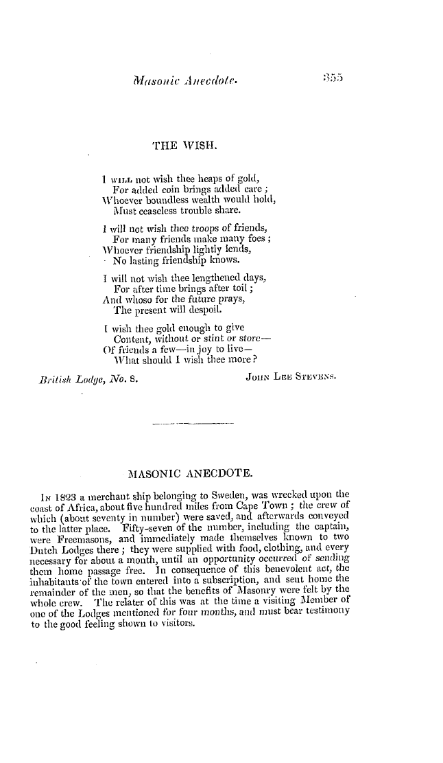 The Freemasons' Quarterly Review: 1837-09-30 - The Wish.