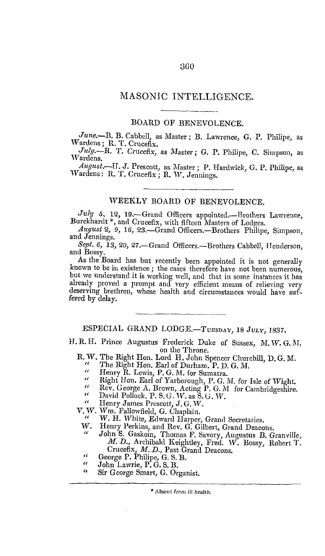 The Freemasons' Quarterly Review: 1837-09-30 - Masonic Intelligence.