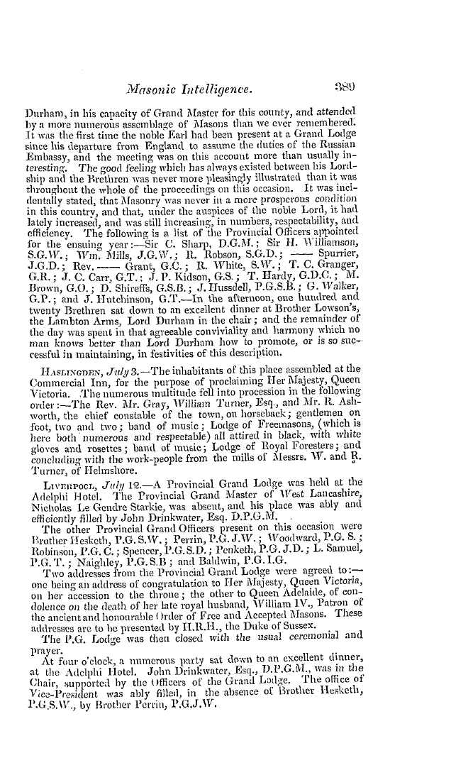 The Freemasons' Quarterly Review: 1837-09-30 - Provincial.