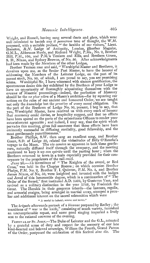 The Freemasons' Quarterly Review: 1837-09-30 - Ireland.