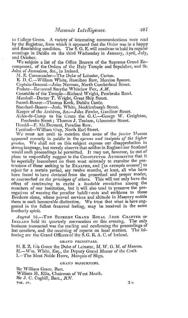 The Freemasons' Quarterly Review: 1837-09-30 - Ireland.