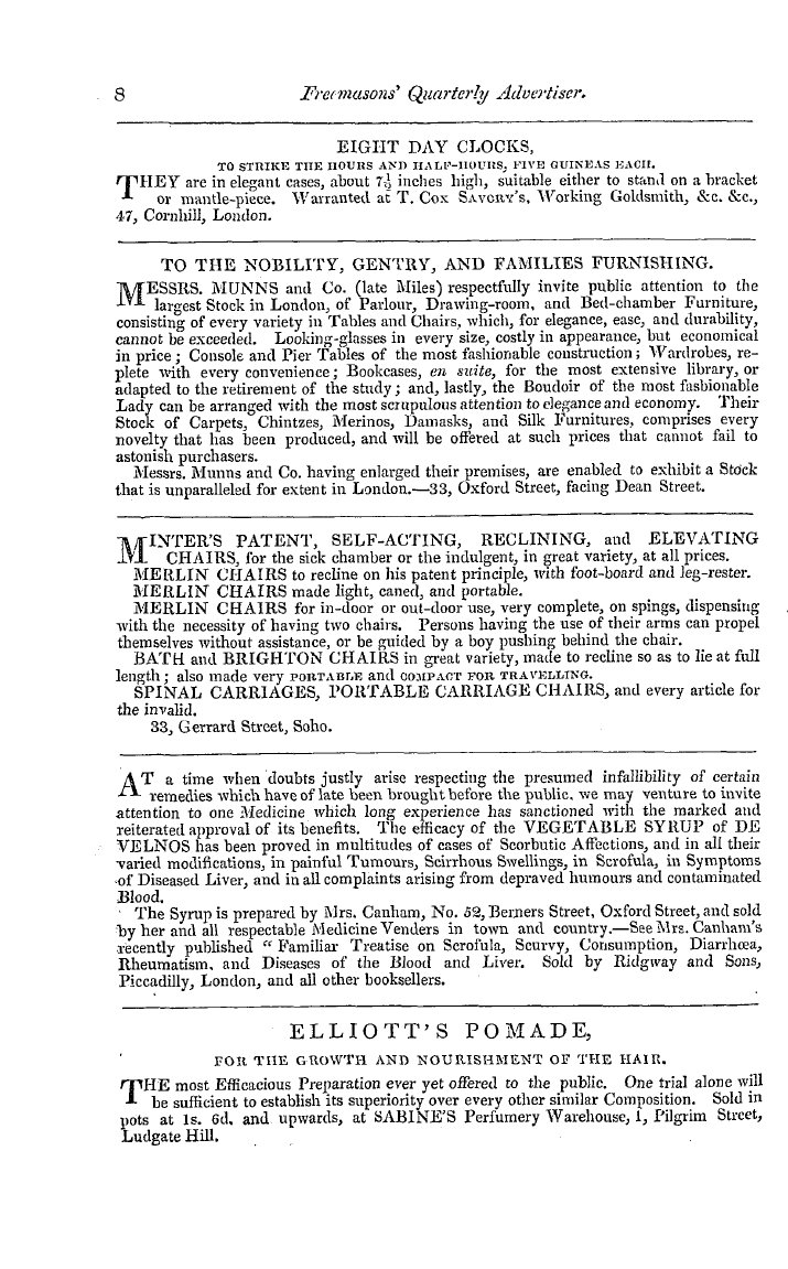 The Freemasons' Quarterly Review: 1837-09-30 - Eight Day Clocks, To Strike The Hours An...