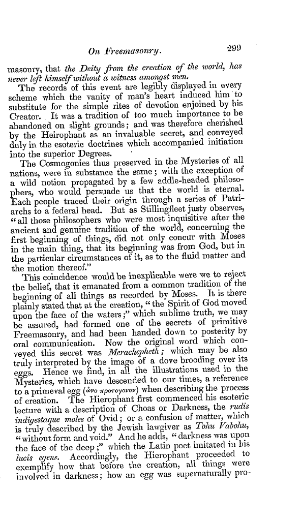 The Freemasons' Quarterly Review: 1838-09-29 - On Freemasonry. The Spurious Freemasonry Of Ancient Times,