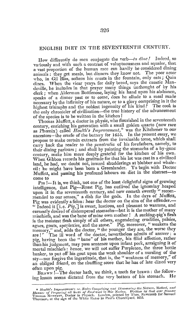 The Freemasons' Quarterly Review: 1838-09-29 - English Diet In The Seventeenth Century.