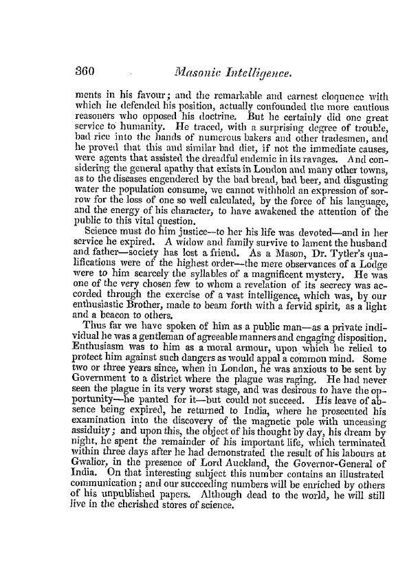 The Freemasons' Quarterly Review: 1838-09-29 - Obituary.