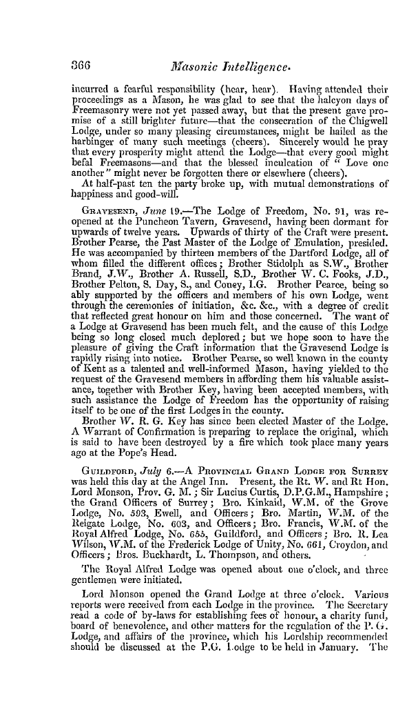 The Freemasons' Quarterly Review: 1838-09-29 - Provincial.