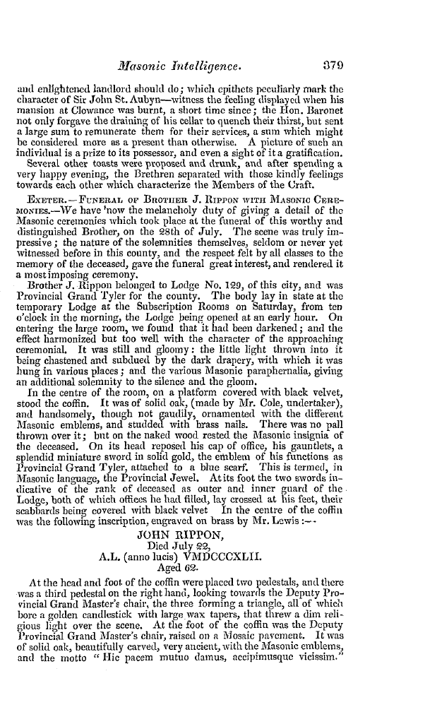 The Freemasons' Quarterly Review: 1838-09-29 - Provincial.