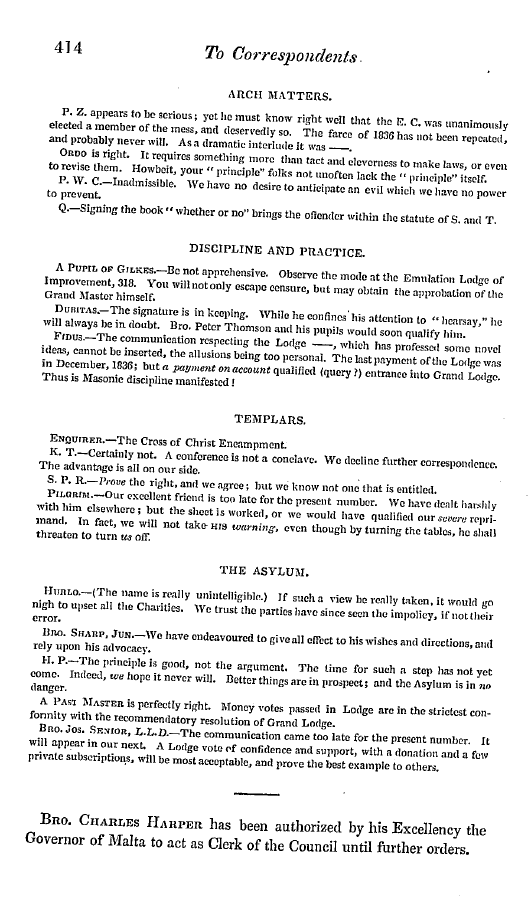 The Freemasons' Quarterly Review: 1838-09-29 - To Correspondents.