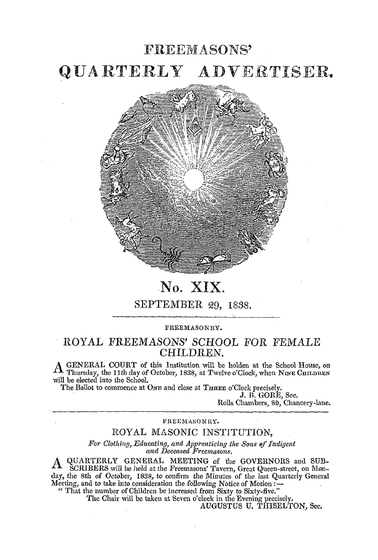 The Freemasons' Quarterly Review: 1838-09-29: 137