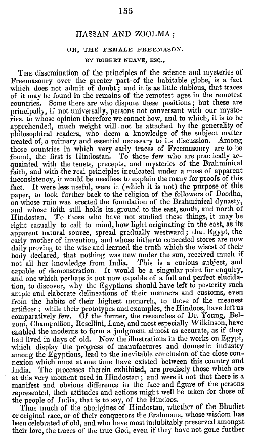 The Freemasons' Quarterly Review: 1839-06-29 - Hassan And Zoolma;