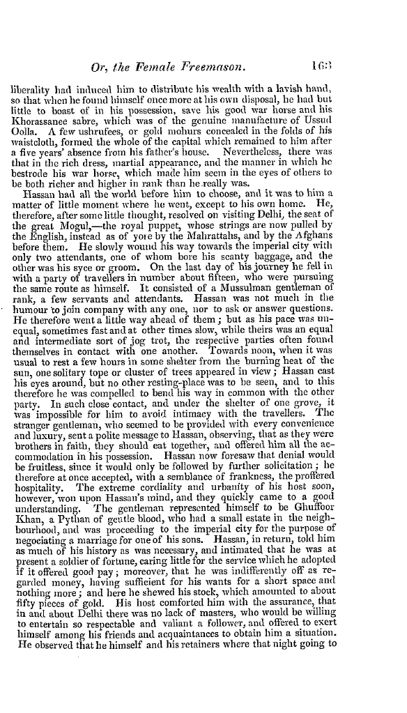 The Freemasons' Quarterly Review: 1839-06-29 - Hassan And Zoolma;