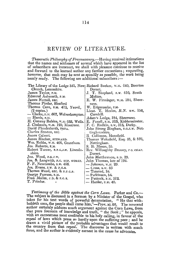 The Freemasons' Quarterly Review: 1840-03-31 - Review Of Literature.