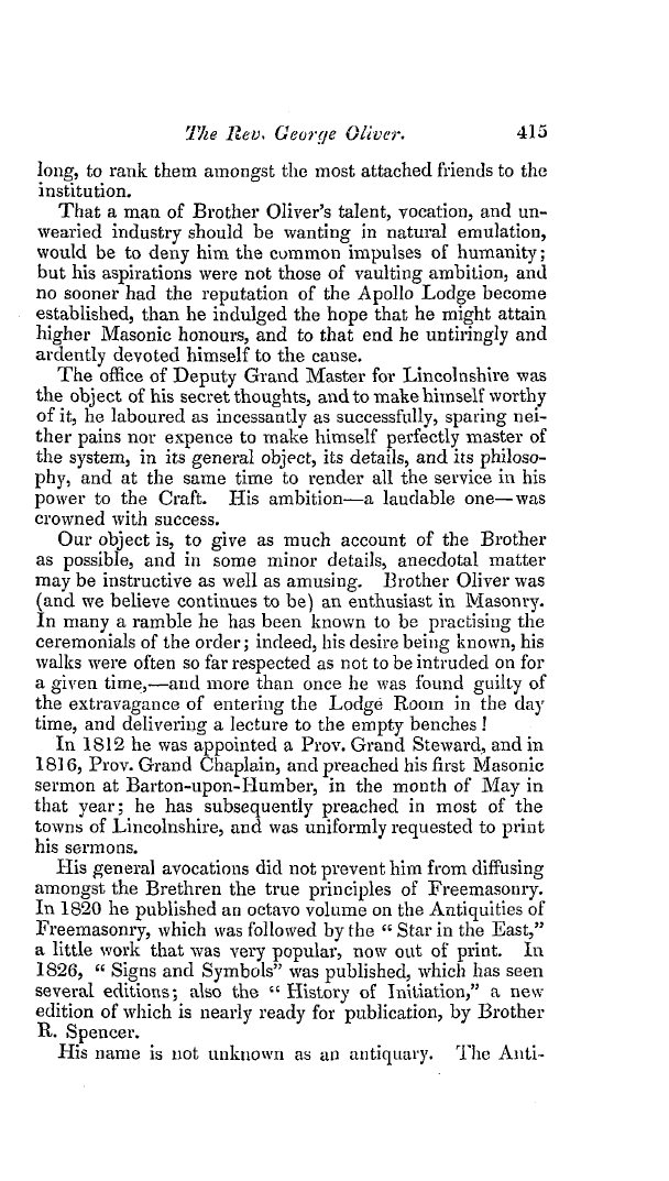 The Freemasons' Quarterly Review: 1840-12-31 - The Reverend George Oliver, D.D.,