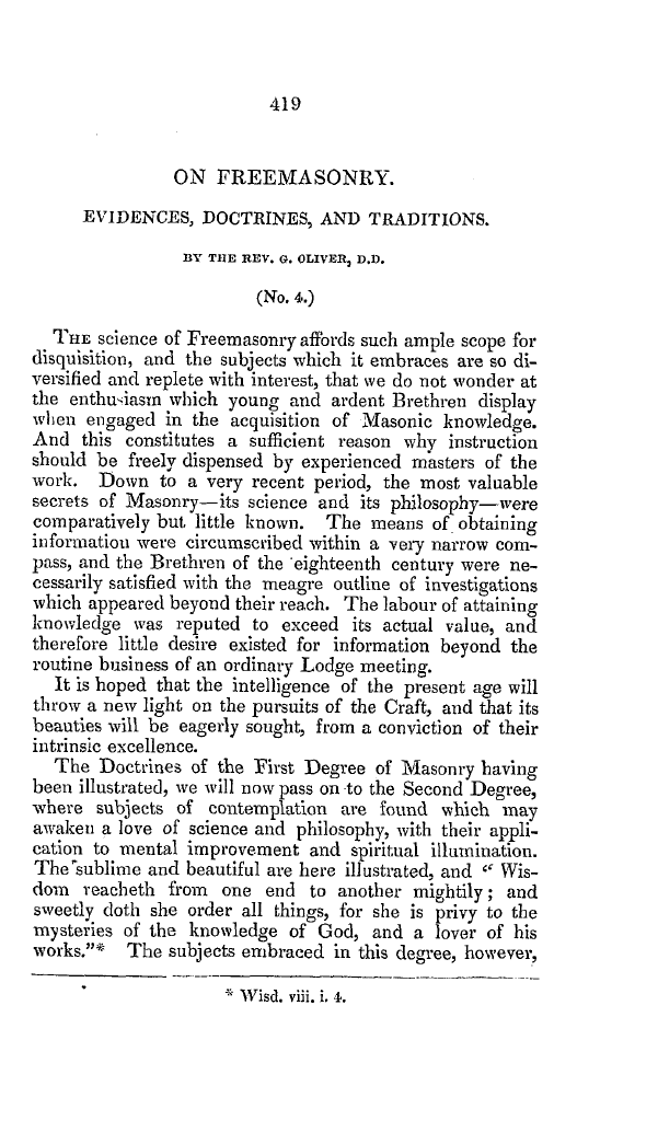 The Freemasons' Quarterly Review: 1840-12-31 - On Freemasonry. Evidences, Doctrines, And Traditions.