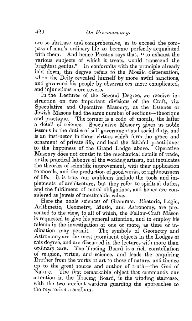 The Freemasons' Quarterly Review: 1840-12-31 - On Freemasonry. Evidences, Doctrines, And Traditions.