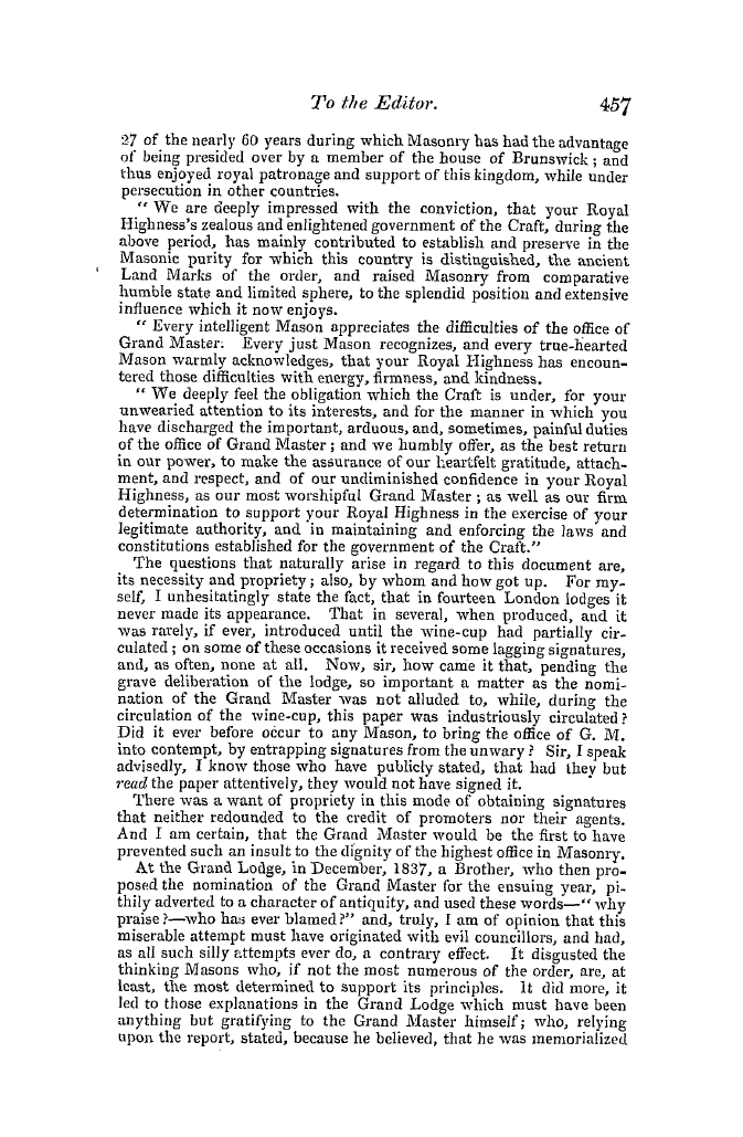 The Freemasons' Quarterly Review: 1840-12-31 - To The Editor.