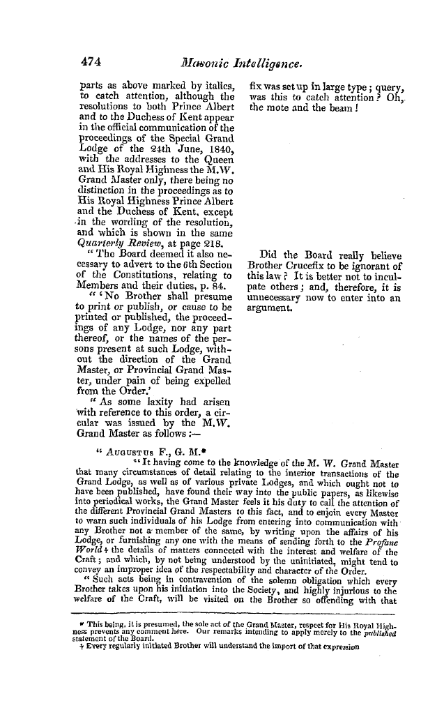 The Freemasons' Quarterly Review: 1840-12-31 - Masonic Intelligence.