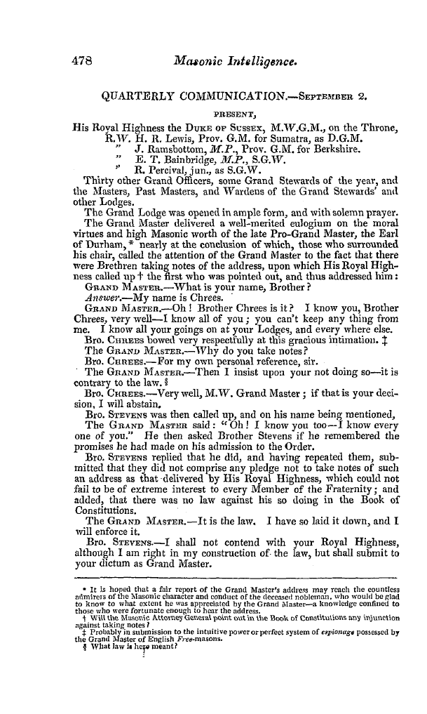 The Freemasons' Quarterly Review: 1840-12-31 - Quarterly Communication.—September 2.