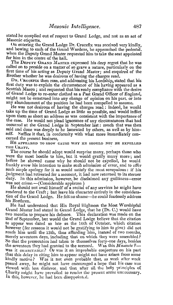 The Freemasons' Quarterly Review: 1840-12-31 - The Thirtieth Of October, 1840.—Conclusion Of The Case Of Dr. Crucefix.