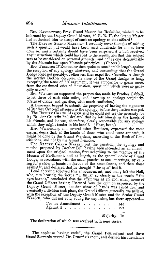 The Freemasons' Quarterly Review: 1840-12-31 - The Thirtieth Of October, 1840.—Conclusion Of The Case Of Dr. Crucefix.