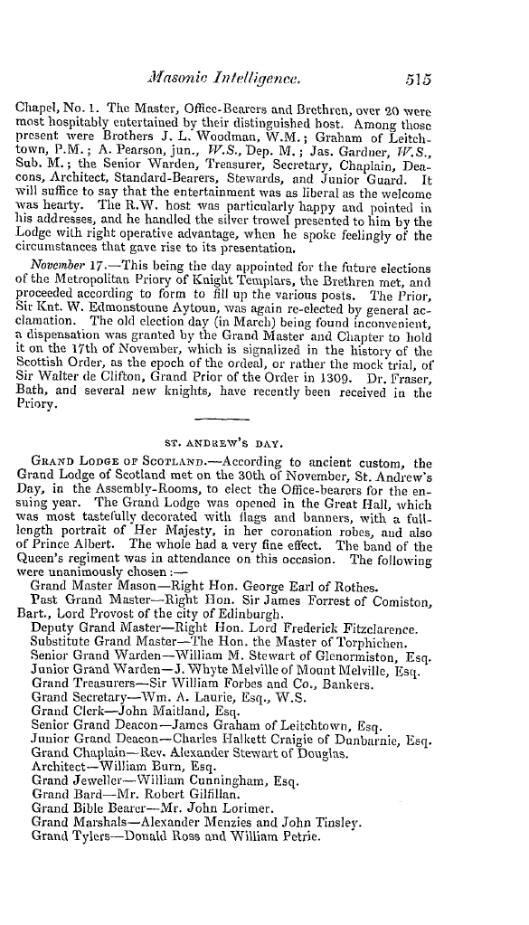 The Freemasons' Quarterly Review: 1840-12-31 - Scotland.