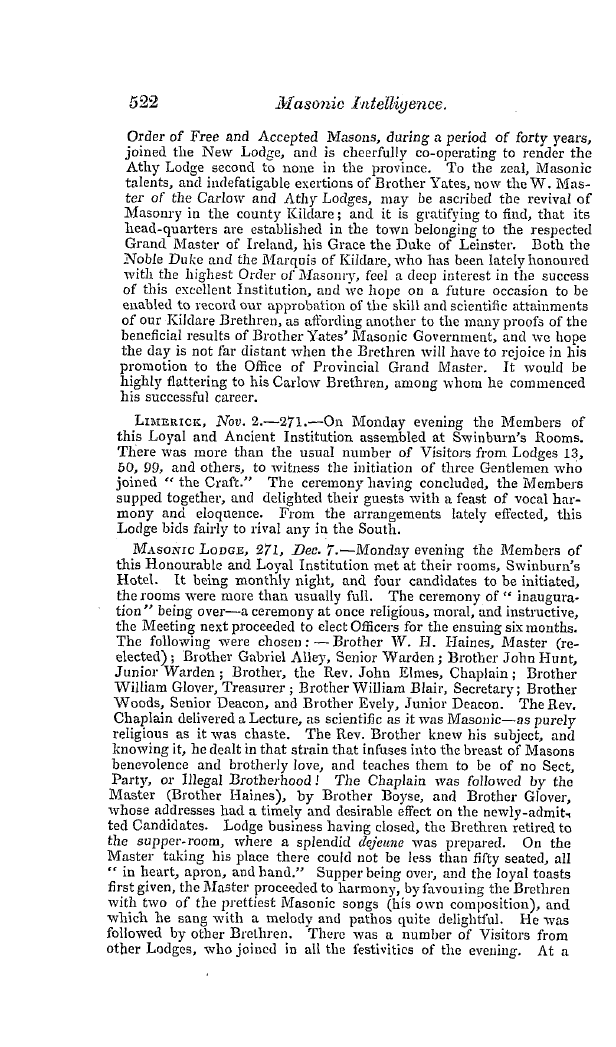 The Freemasons' Quarterly Review: 1840-12-31 - Ireland.