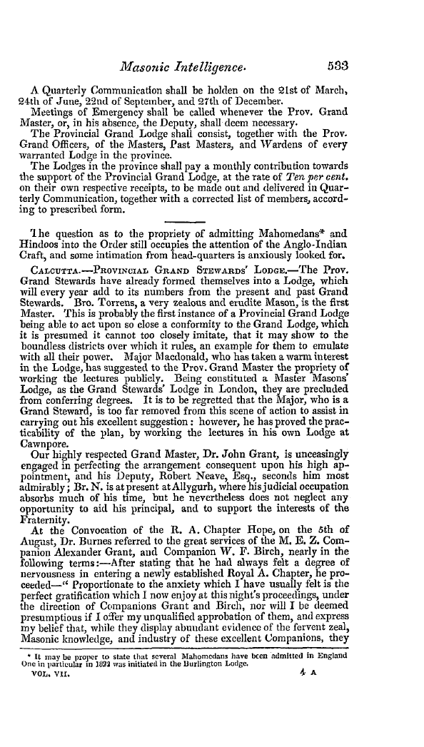 The Freemasons' Quarterly Review: 1840-12-31 - India.