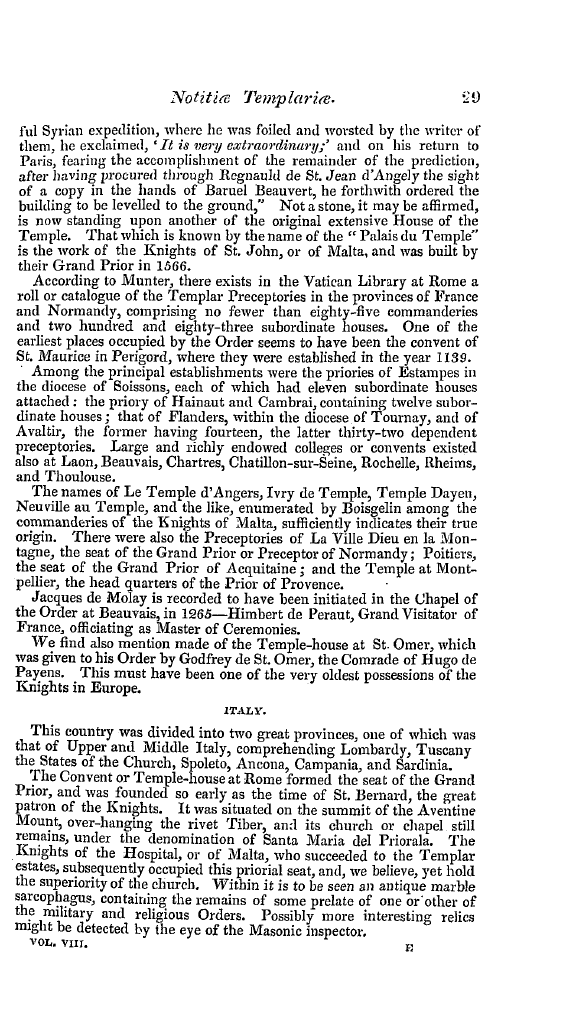 The Freemasons' Quarterly Review: 1841-03-31 - Notitiae Templariae.