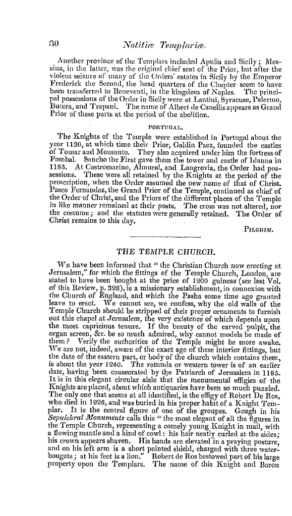 The Freemasons' Quarterly Review: 1841-03-31 - Notitiae Templariae.