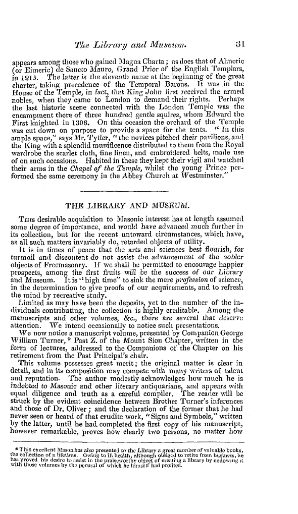 The Freemasons' Quarterly Review: 1841-03-31 - The Library And Museum.