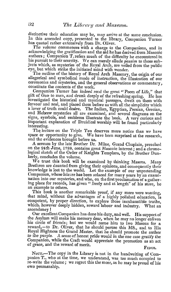 The Freemasons' Quarterly Review: 1841-03-31 - The Library And Museum.