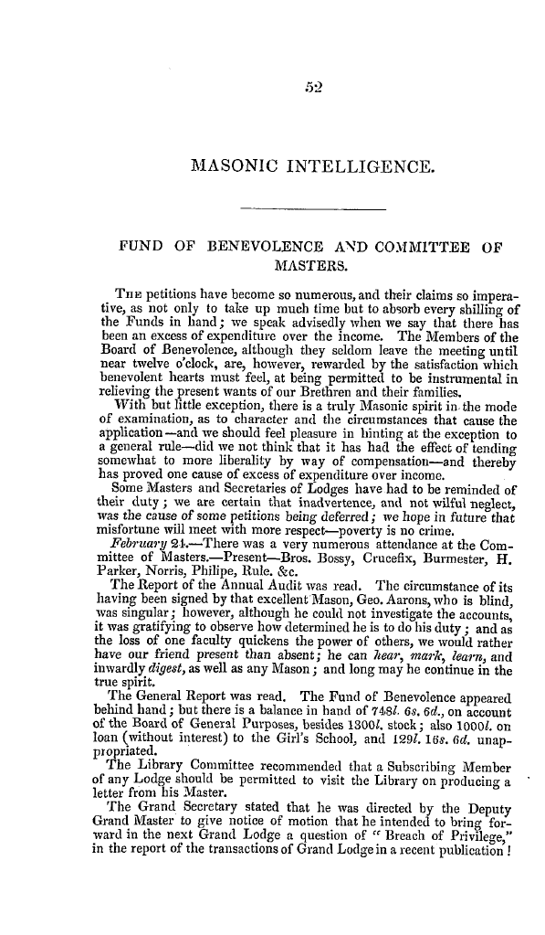 The Freemasons' Quarterly Review: 1841-03-31 - Masonic Intelligence.