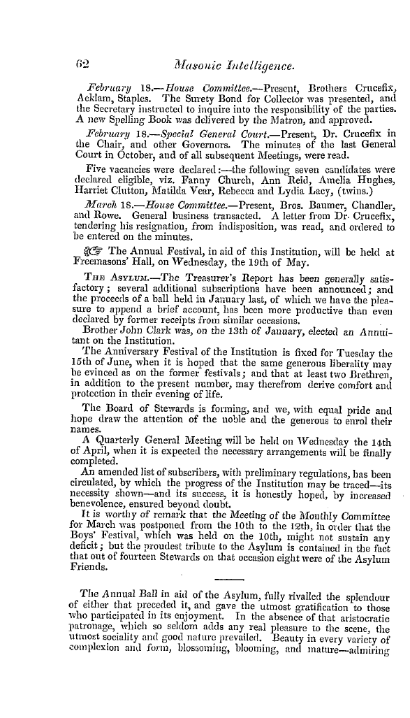 The Freemasons' Quarterly Review: 1841-03-31 - The Charities.