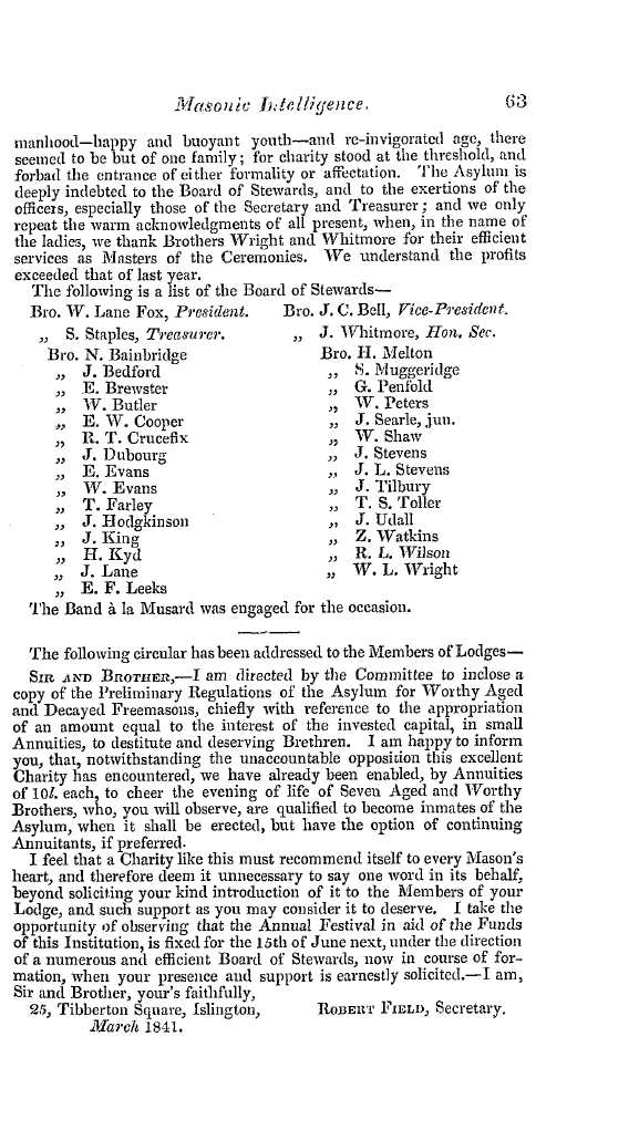 The Freemasons' Quarterly Review: 1841-03-31 - The Charities.