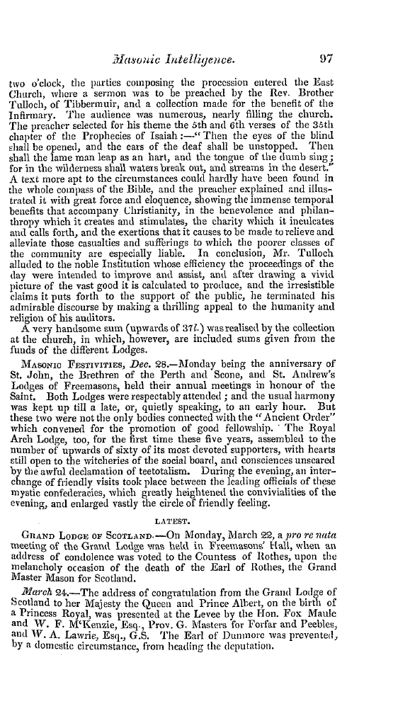 The Freemasons' Quarterly Review: 1841-03-31 - Scotland.