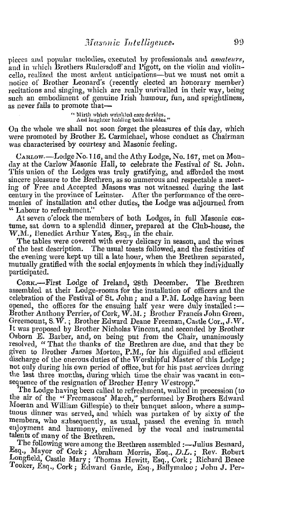 The Freemasons' Quarterly Review: 1841-03-31 - Ireland.