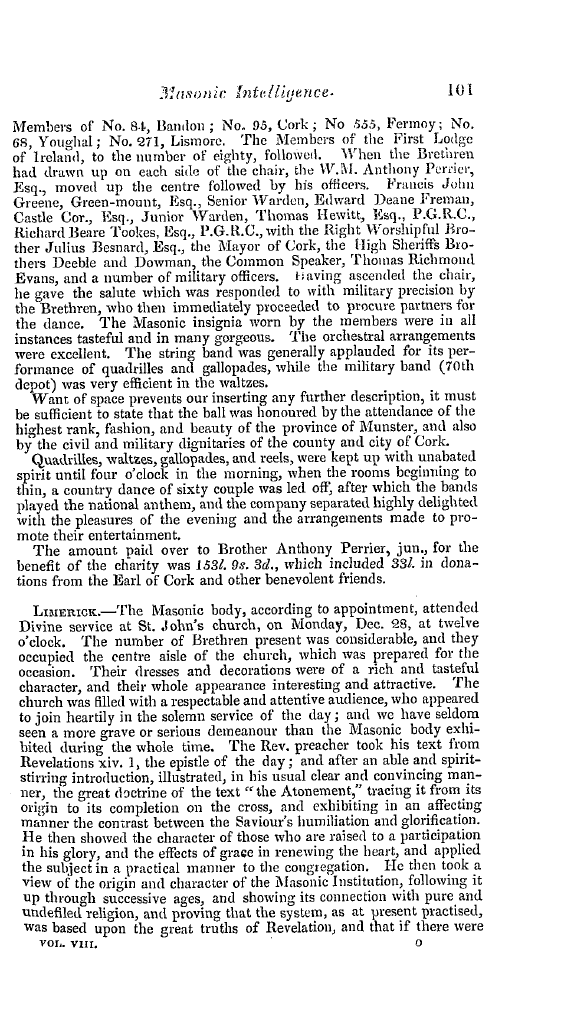 The Freemasons' Quarterly Review: 1841-03-31 - Ireland.