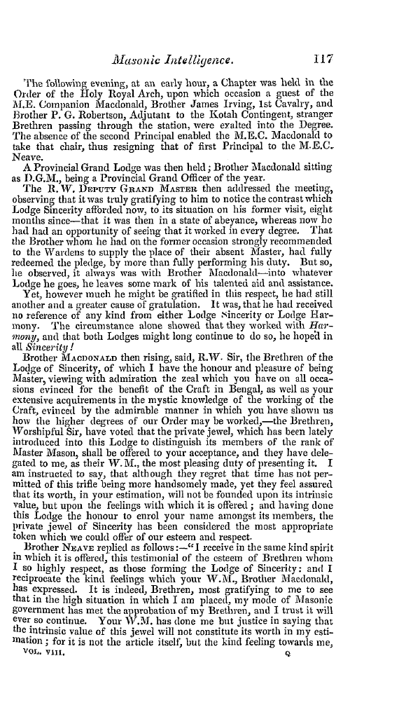 The Freemasons' Quarterly Review: 1841-03-31 - India.