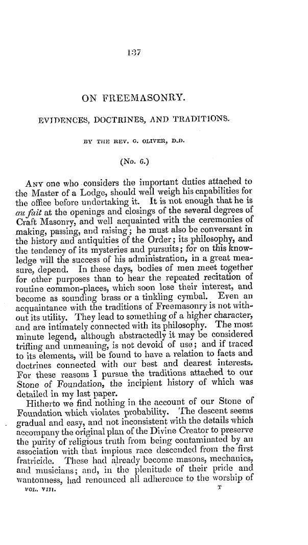 The Freemasons' Quarterly Review: 1841-06-30 - On Freemasonry. Evidences, Doctrines, And Traditions.