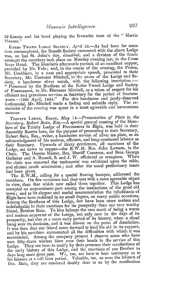 The Freemasons' Quarterly Review: 1841-06-30 - Scotland.