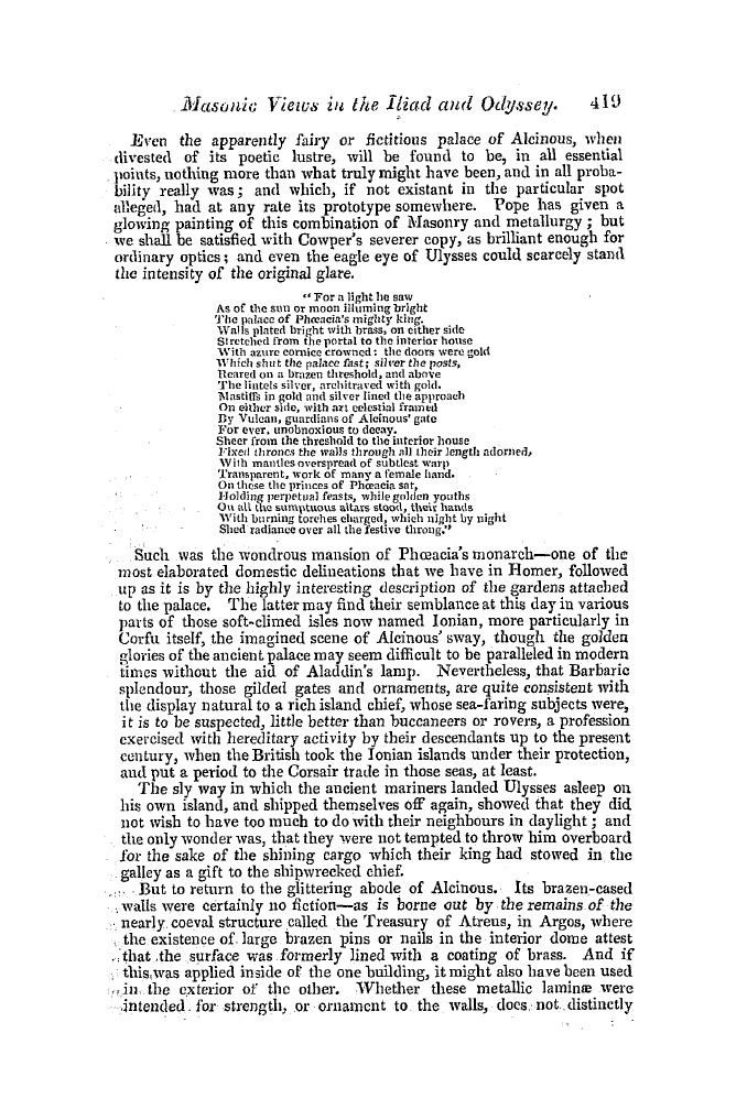 The Freemasons' Quarterly Review: 1845-12-31 - Masonic Views In The Iliad And Odyssey.