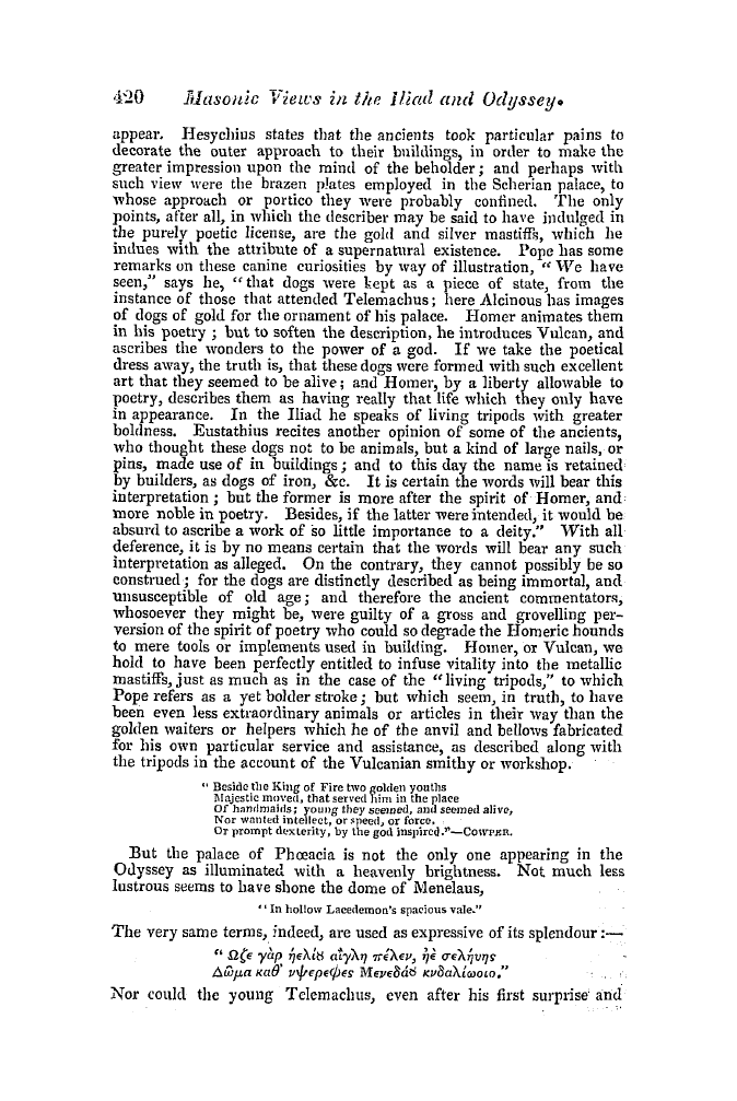 The Freemasons' Quarterly Review: 1845-12-31 - Masonic Views In The Iliad And Odyssey.