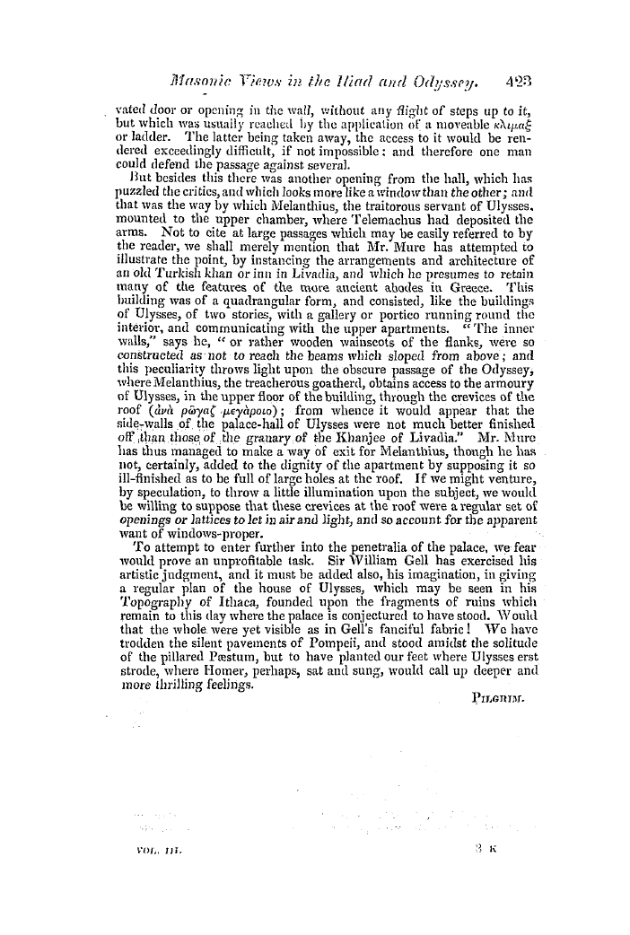 The Freemasons' Quarterly Review: 1845-12-31 - Masonic Views In The Iliad And Odyssey.