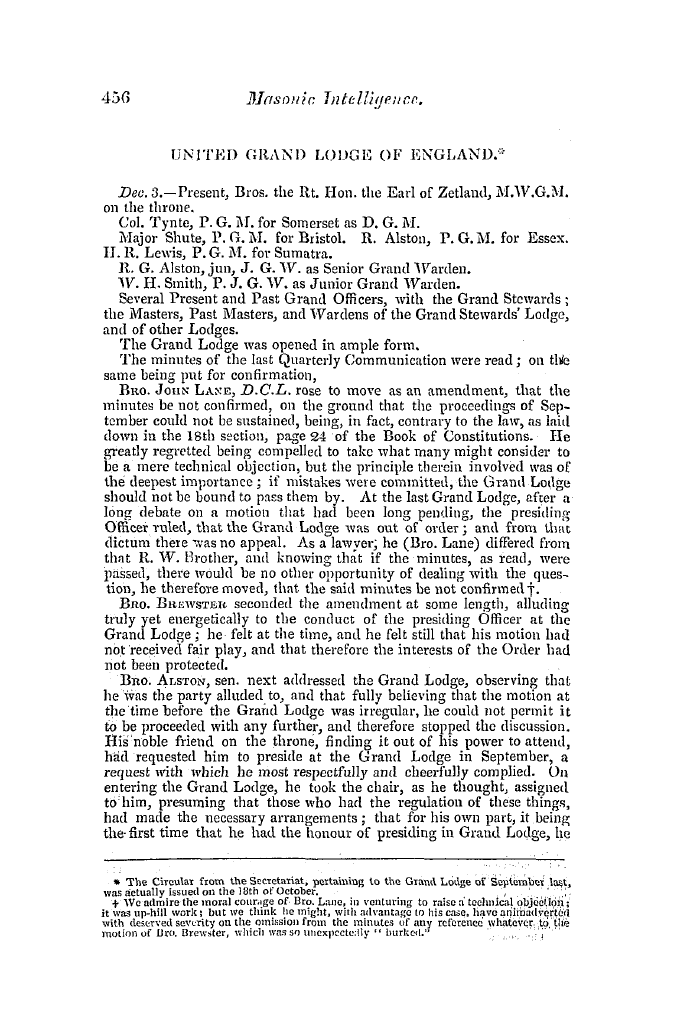 The Freemasons' Quarterly Review: 1845-12-31 - Masonic Intelligence.