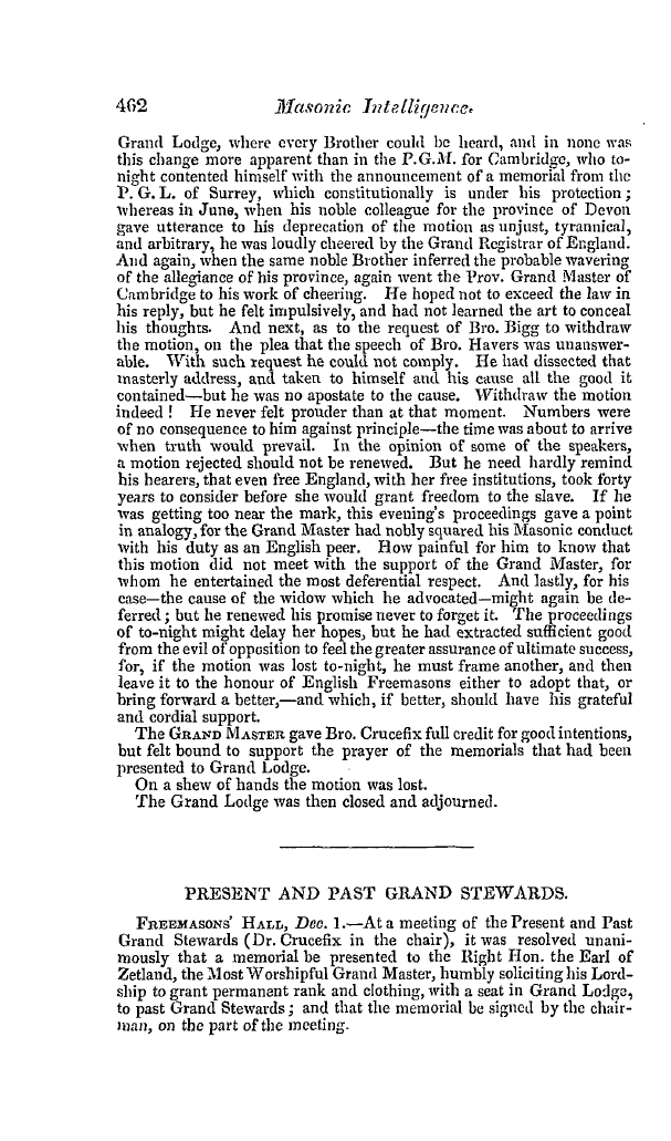 The Freemasons' Quarterly Review: 1845-12-31 - Masonic Intelligence.